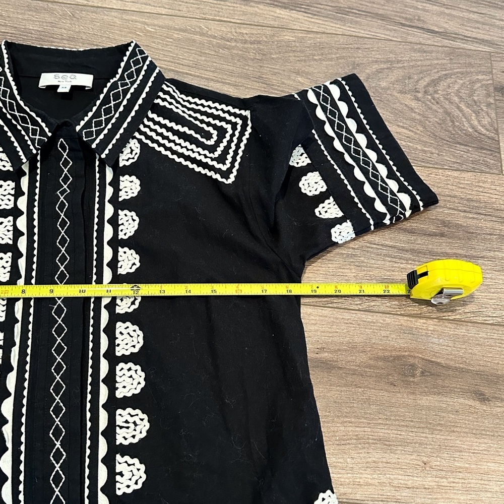 NWOT Sea New York Ryleigh Embroidered Ric Rac Shirt Dress Size XS - Picture 7 of 9
